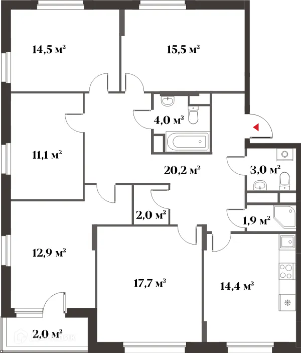 Планировка 5 комн. в ЖК 8 Клёнов (миниполис 8 Клёнов)