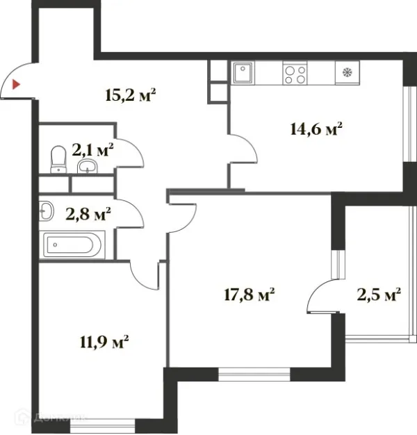 Планировка 2 комн. в ЖК 8 Клёнов (миниполис 8 Клёнов)