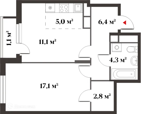 Планировка 2 комн. в ЖК 8 Клёнов (миниполис 8 Клёнов)
