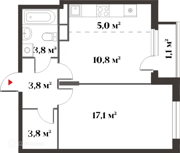 Планировка 2 комн. в ЖК 8 Клёнов (миниполис 8 Клёнов)
