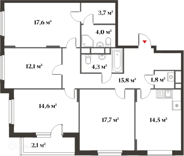 Планировка 4 комн. в ЖК 8 Клёнов (миниполис 8 Клёнов)