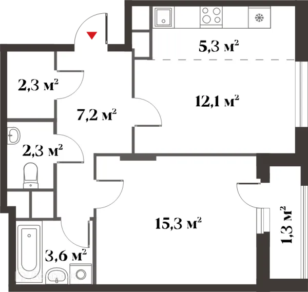 Планировка 2 комн. в ЖК 8 Клёнов (миниполис 8 Клёнов)