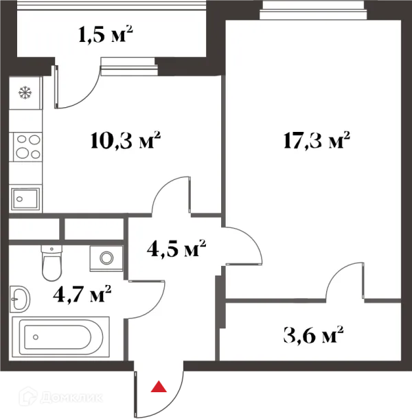 Планировка 1 комн. в ЖК 8 Клёнов (миниполис 8 Клёнов)