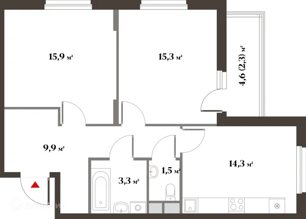 Планировка 2 комн. в ЖК 8 Клёнов (миниполис 8 Клёнов)
