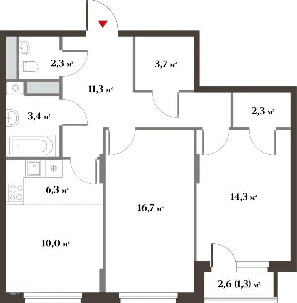 Планировка 3 комн. в ЖК 8 Клёнов (миниполис 8 Клёнов)