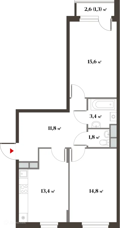 Планировка 2 комн. в ЖК 8 Клёнов (миниполис 8 Клёнов)