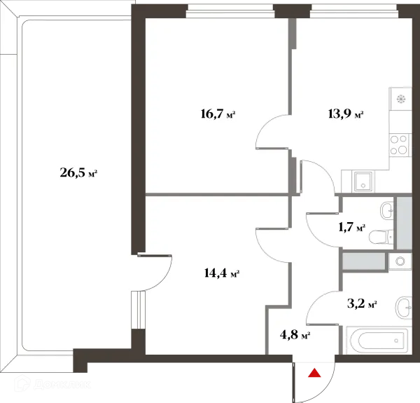 Планировка 2 комн. в ЖК 8 Клёнов (миниполис 8 Клёнов)
