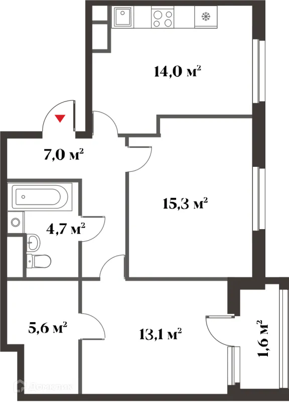 Планировка 2 комн. в ЖК 8 Клёнов (миниполис 8 Клёнов)