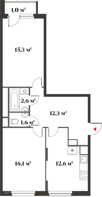 Планировка 2 комн. в ЖК 8 Клёнов (миниполис 8 Клёнов)