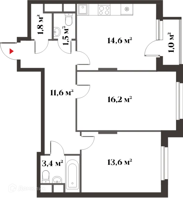 Планировка 2 комн. в ЖК 8 Клёнов (миниполис 8 Клёнов)