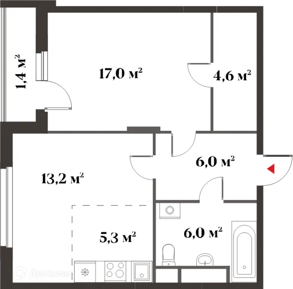Планировка 2 комн. в ЖК 8 Клёнов (миниполис 8 Клёнов)