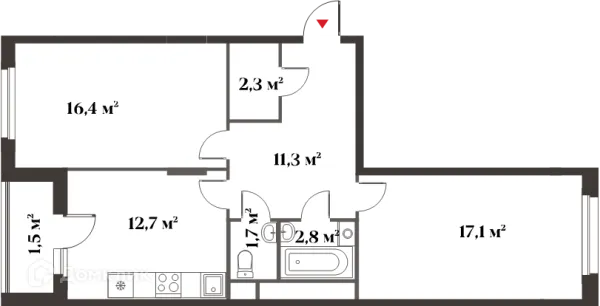 Планировка 2 комн. в ЖК 8 Клёнов (миниполис 8 Клёнов)