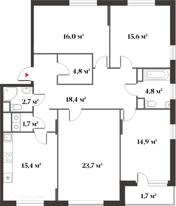Планировка 4 комн. в ЖК 8 Клёнов (миниполис 8 Клёнов)