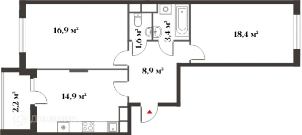 Планировка 2 комн. в ЖК 8 Клёнов (миниполис 8 Клёнов)