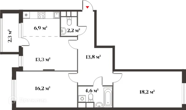 Планировка 3 комн. в ЖК 8 Клёнов (миниполис 8 Клёнов)