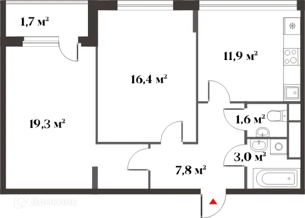 Планировка 2 комн. в ЖК 8 Клёнов (миниполис 8 Клёнов)