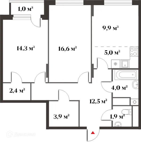 Планировка 3 комн. в ЖК 8 Клёнов (миниполис 8 Клёнов)