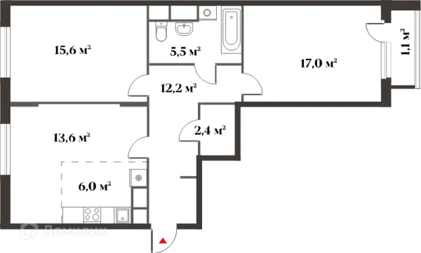 Планировка 3 комн. в ЖК 8 Клёнов (миниполис 8 Клёнов)