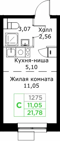 Планировка Студия в ЖК КИТ 2