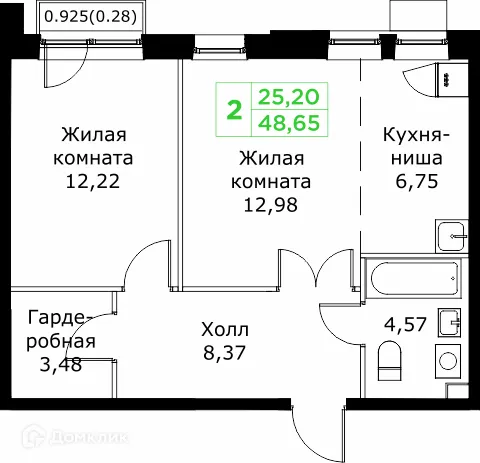 Планировка 2 комн. в ЖК КИТ 2