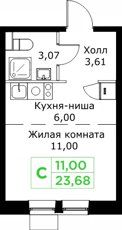 Планировка Студия в ЖК КИТ 2