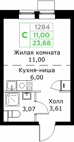 Планировка Студия в ЖК КИТ 2