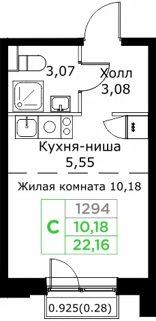 Планировка Студия в ЖК КИТ 2