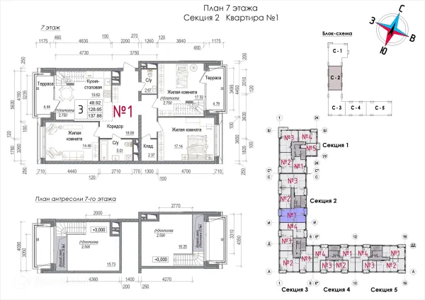 Планировка 3 комн. в ЖК АРТ