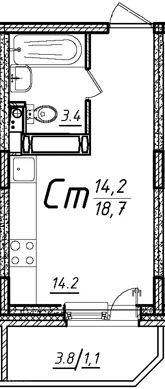 Планировка Студия в ЖК Школьный