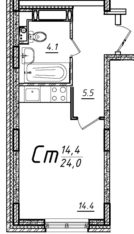 Планировка Студия в ЖК Школьный