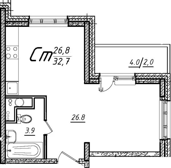 Планировка Студия в ЖК Школьный