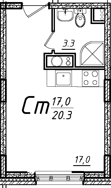 Планировка Студия в ЖК Школьный