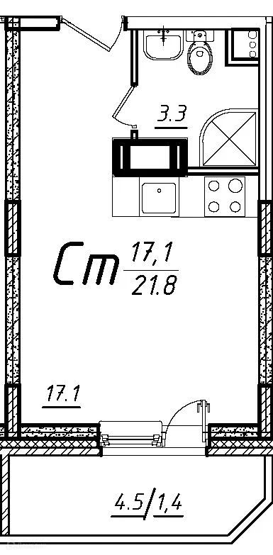 Планировка Студия в ЖК Школьный