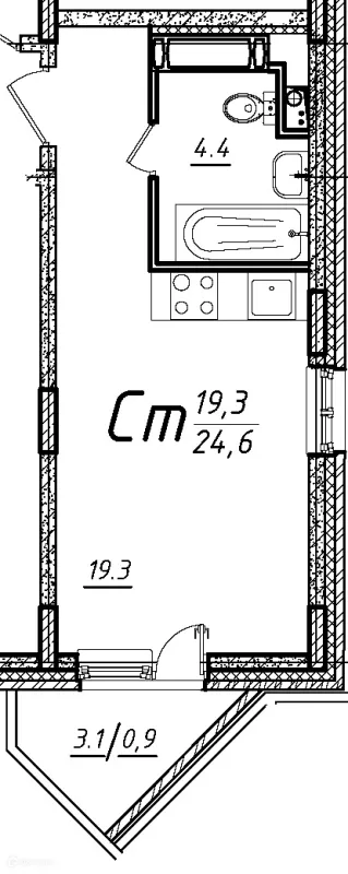 Планировка Студия в ЖК Школьный
