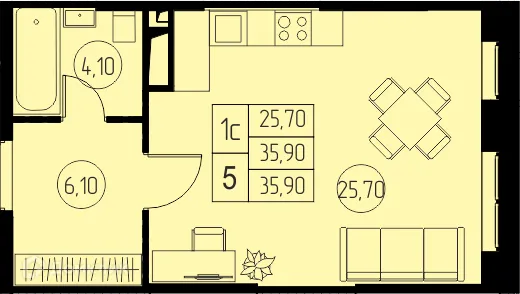 Планировка Студия в ЖК "31 Квартал"