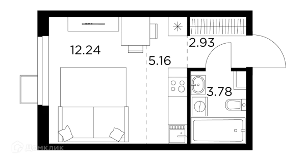 Планировка Студия в ЖК Новое Пушкино