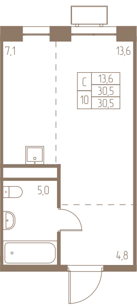 Планировка Студия в ЖК Фабрикант
