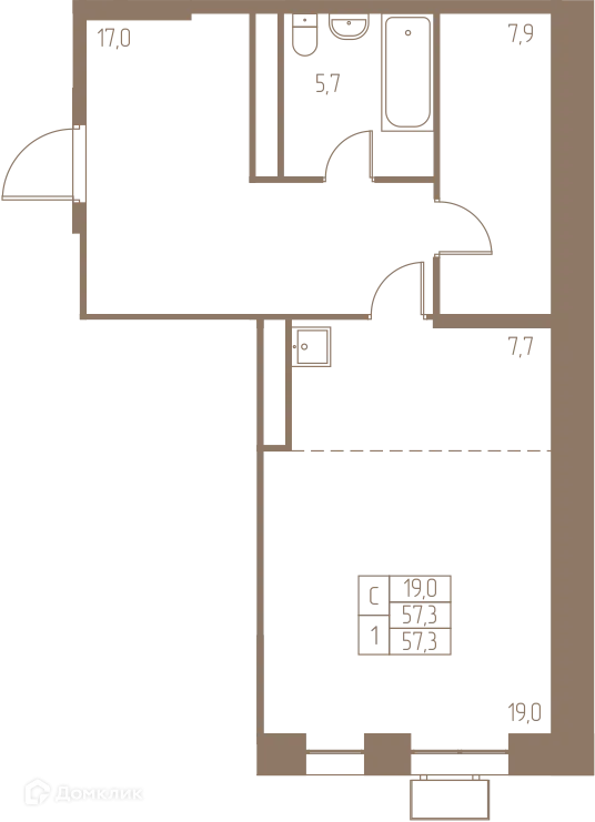 Планировка Студия в ЖК Фабрикант