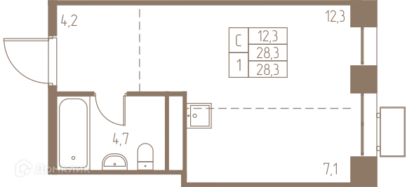 Планировка Студия в ЖК Фабрикант
