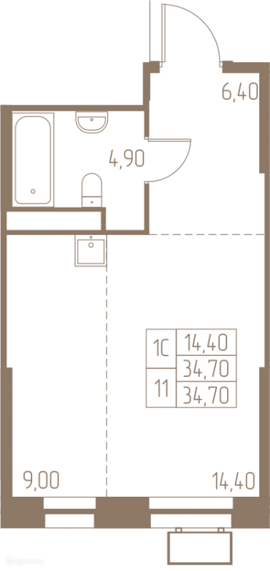 Планировка Студия в ЖК Фабрикант