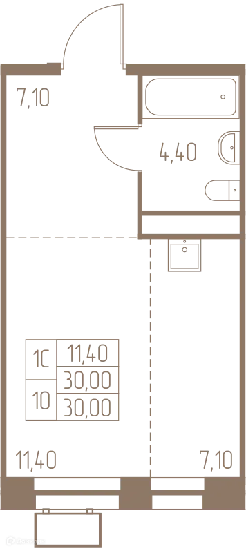 Планировка Студия в ЖК Фабрикант