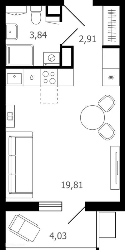Планировка Студия в ЖК Десятка
