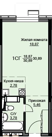 Планировка Студия в ЖК "Соболевка"