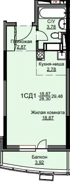 Планировка Студия в ЖК "Соболевка"