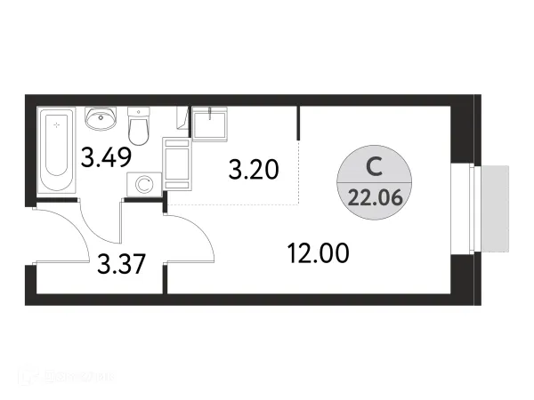 Планировка Студия в ЖК Дом на Сиреневой