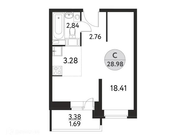 Планировка Студия в ЖК Дом на Сиреневой