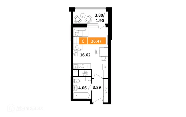 Планировка Студия в ЖК Планерный квартал