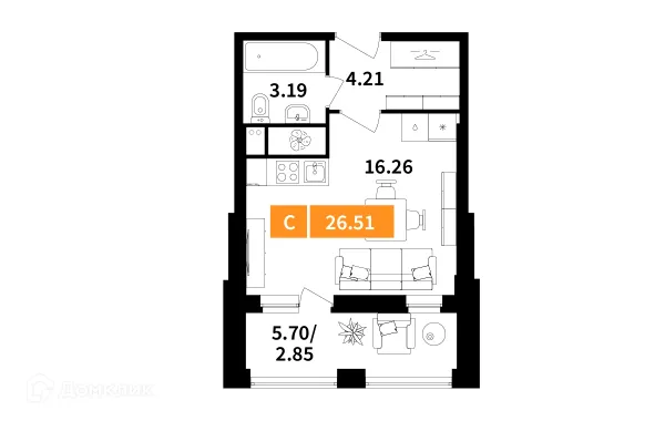 Планировка Студия в ЖК Планерный квартал