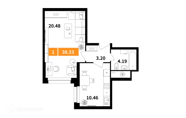 Планировка 1 комн. в ЖК Планерный квартал