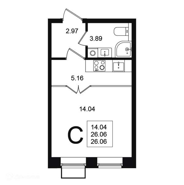 Планировка Студия в ЖК "Мишино-2"